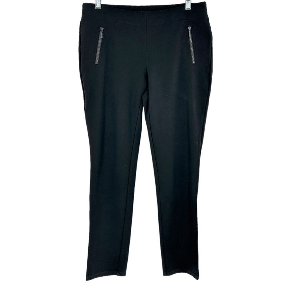 Eileen Fisher Black Rayon Ponte Knit Slim Pants Size Small